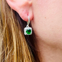 Load image into Gallery viewer, Emerald Zircon Dangling Earrings