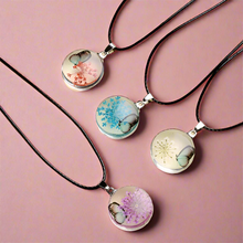 Load image into Gallery viewer, Round Glass Butterfly Pendant Necklace