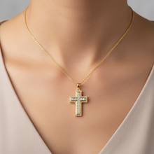 Load image into Gallery viewer, Double Round Zircon Cross Pendent Necklace