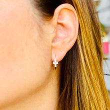 Load image into Gallery viewer, Mini Zircon Cross Buckle Hoop Earrings