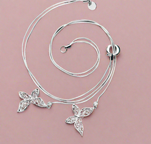 Load image into Gallery viewer, Double Dangling Butterfly Necklace