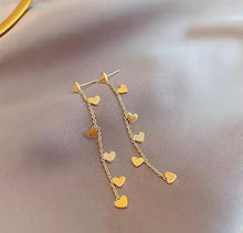 Load image into Gallery viewer, Long Tassel Dangling Heart Earrings
