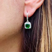 Load image into Gallery viewer, Emerald Zircon Dangling Earrings