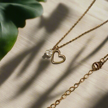 Load image into Gallery viewer, Hollow Heart & Mini Zircon Heart Necklace