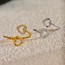 Load image into Gallery viewer, Open Double Heart Zircon Ring