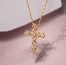 Load image into Gallery viewer, Zircon Baguette Cross Necklace