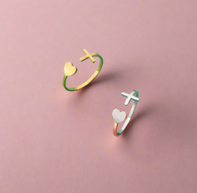 Load image into Gallery viewer, Cross Heart Open Ring