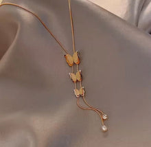 Load image into Gallery viewer, Double Cascading Butterfly Necklace
