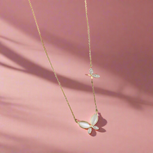 Load image into Gallery viewer, Double Opal Zircon Butterfly Necklace