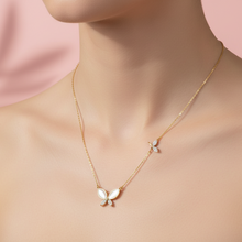 Load image into Gallery viewer, Double Opal Zircon Butterfly Necklace