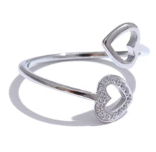 Load image into Gallery viewer, Open Double Heart Zircon Ring