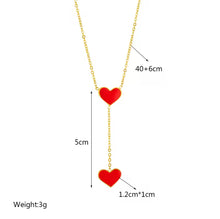 Load image into Gallery viewer, Red Hearts Dangling Pendent Necklace
