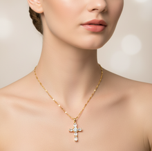 Load image into Gallery viewer, Princess Cut Zircon Cross Necklace