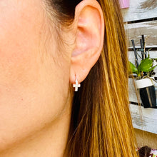Load image into Gallery viewer, Mini Zircon Cross Buckle Hoop Earrings