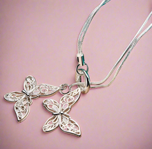 Load image into Gallery viewer, Double Dangling Butterfly Necklace