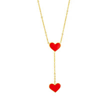 Load image into Gallery viewer, Red Hearts Dangling Pendent Necklace