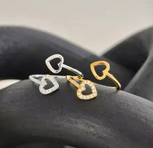 Load image into Gallery viewer, Open Double Heart Zircon Ring