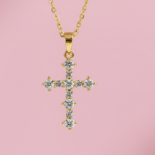 Load image into Gallery viewer, Round Pointy Zircon Cross Necklace