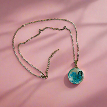 Load image into Gallery viewer, Round Glass Butterfly Pendant Necklace