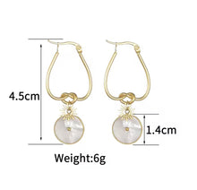 Load image into Gallery viewer, Pearl Shell Sunlit Drop Hoop Earrings