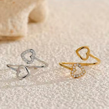 Load image into Gallery viewer, Open Double Heart Zircon Ring