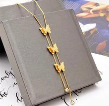 Load image into Gallery viewer, Double Cascading Butterfly Necklace