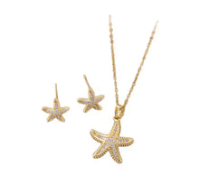 Load image into Gallery viewer, Zircon Starfish Necklace & Earrings Set