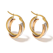 Load image into Gallery viewer, Tri-Color Twisted Hoop Earrings
