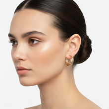 Load image into Gallery viewer, Tri-Color Twisted Hoop Earrings