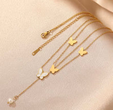 Load image into Gallery viewer, Double Layer Butterfly Shell Pearl Necklace