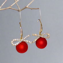 Load image into Gallery viewer, Crystal Bow Knot Dangling Earrings
