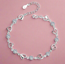 Load image into Gallery viewer, Hearts & Aqua Zircon Bracelet