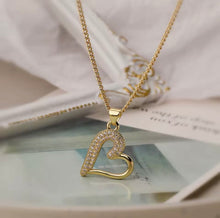 Load image into Gallery viewer, Sideways Open Zircon Heart Necklace