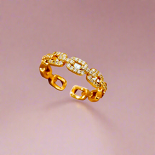 Load image into Gallery viewer, Twist Chain Open Zircon Ring