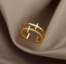Load image into Gallery viewer, Double Cross Zircon Ring