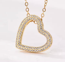 Load image into Gallery viewer, All Around Sideways Zircon Heart Necklace