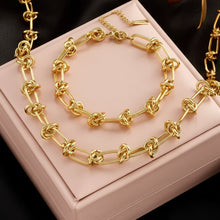 Load image into Gallery viewer, Knot Paperclip Necklace & Bracelet Set