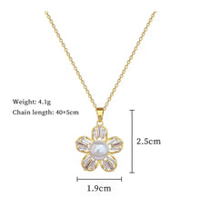 Load image into Gallery viewer, Zircon Pearl Flower Necklace & Earrings Set