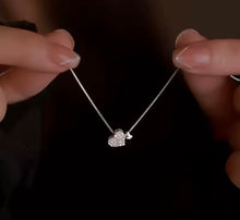 Load image into Gallery viewer, Double Sideway Zircon Heart Necklace