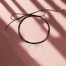 Load image into Gallery viewer, Goth Hollow Heart Pendant Choker Necklace