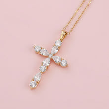 Load image into Gallery viewer, Marquise Cut Zircon Cross Necklace