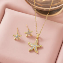 Load image into Gallery viewer, Zircon Starfish Necklace & Earrings Set