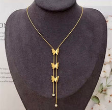 Load image into Gallery viewer, Double Cascading Butterfly Necklace