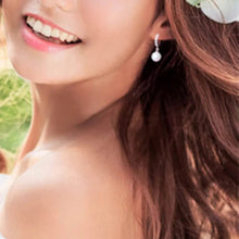 Load image into Gallery viewer, Freshwater Pearl Zircon Dangling Huggie Hoop Earrings