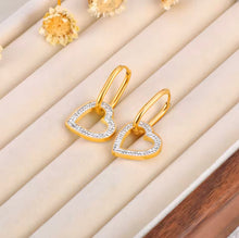 Load image into Gallery viewer, Big Zircon Heart Hoop Earrings