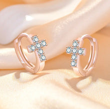 Load image into Gallery viewer, Mini Zircon Cross Buckle Hoop Earrings