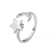 Load image into Gallery viewer, Anti-Stress/ Anti-Anxiety Star & Moon Fidget Spinner Ring
