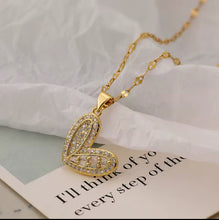 Load image into Gallery viewer, Zircon Filled Heart Necklace