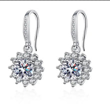 Load image into Gallery viewer, Sunflower Zircon Dangling Earrings