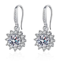 Load image into Gallery viewer, Sunflower Zircon Dangling Earrings